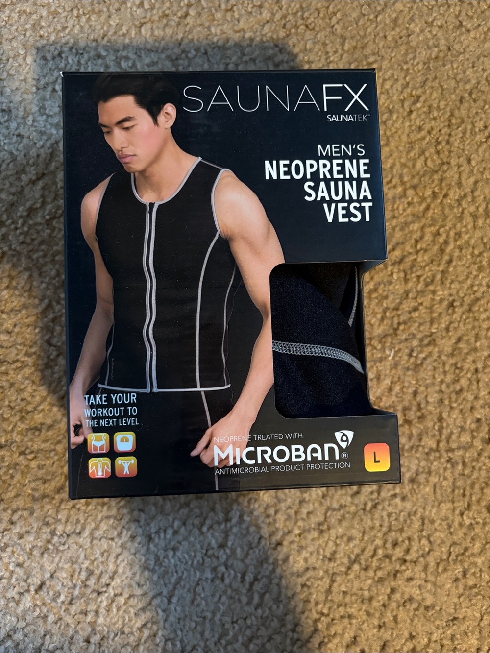 NEW SAUNAFX Men's Neoprene Sauna Vest - Black with Gray Trim